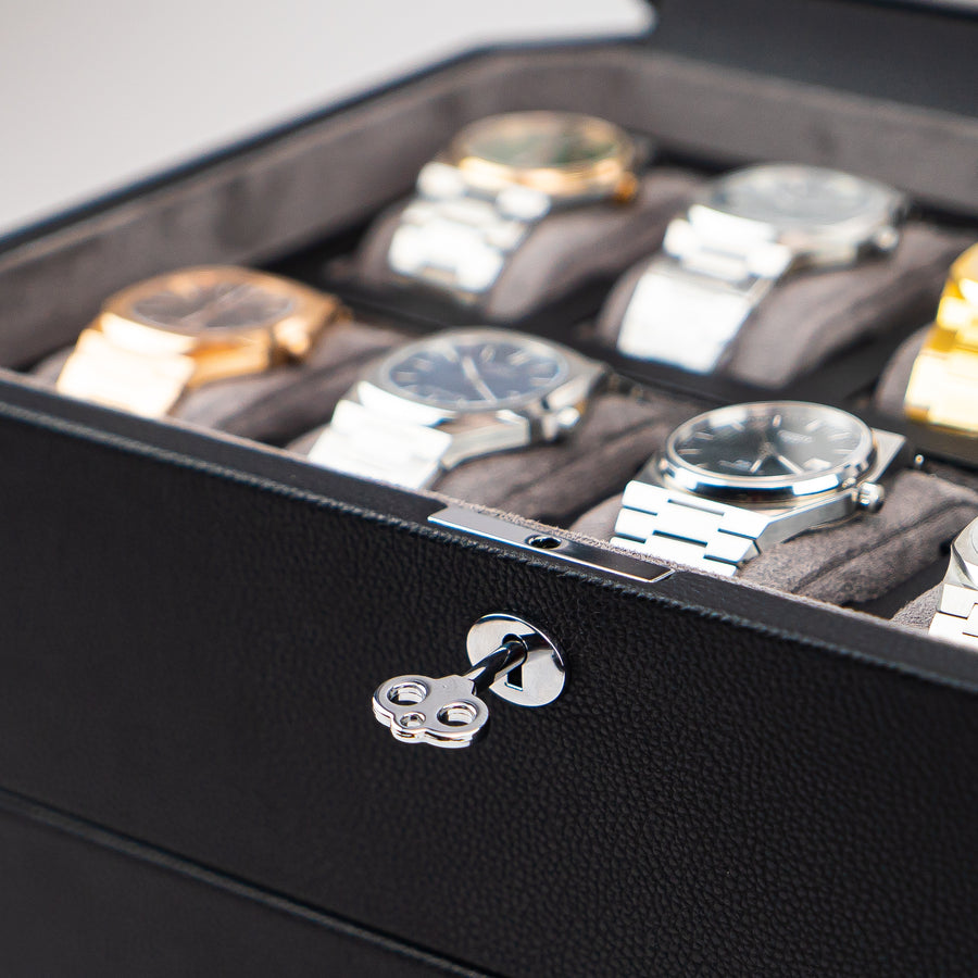 Duke Watch Box With Drawer - Black X Gray