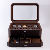 Duke Watch Box With Drawer - Pecan Brown X Brown