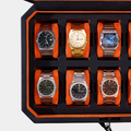 Duke Watch Box With Drawer - Black X Orange
