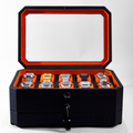 Duke Watch Box With Drawer - Black X Orange