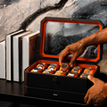Duke Watch Box With Drawer - Black X Orange