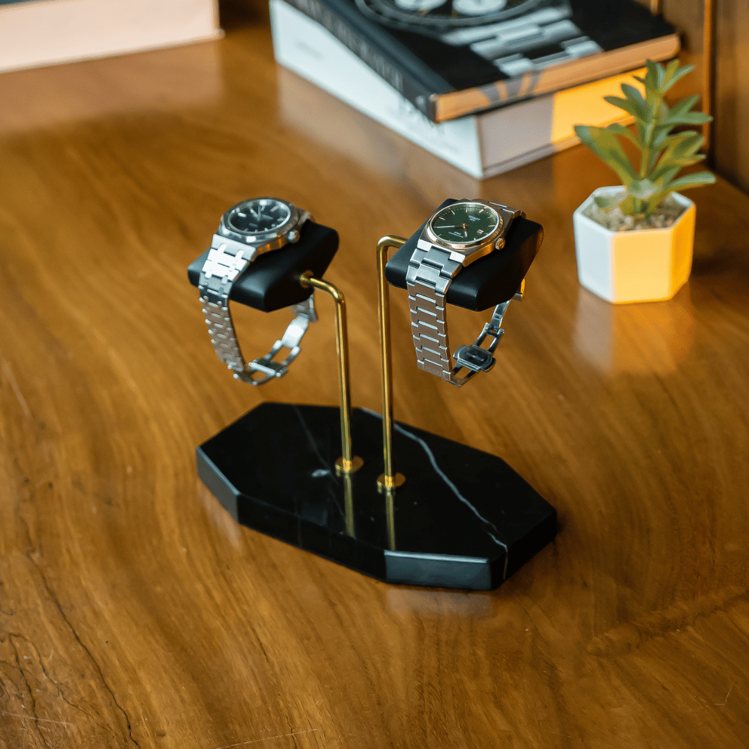 Watch Stand Duo - Black Marble