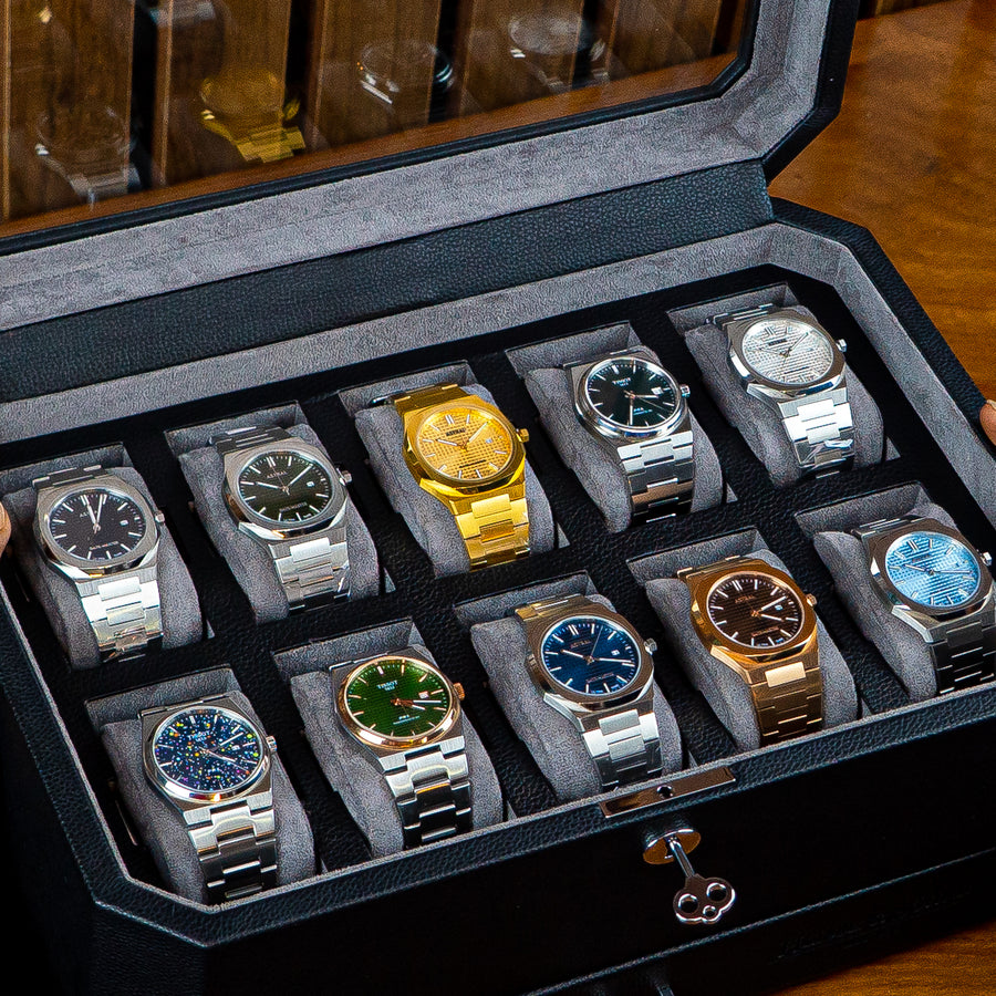 Duke Watch Box With Drawer - Black X Gray