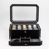 Duke Watch Box With Drawer - Black X Gray