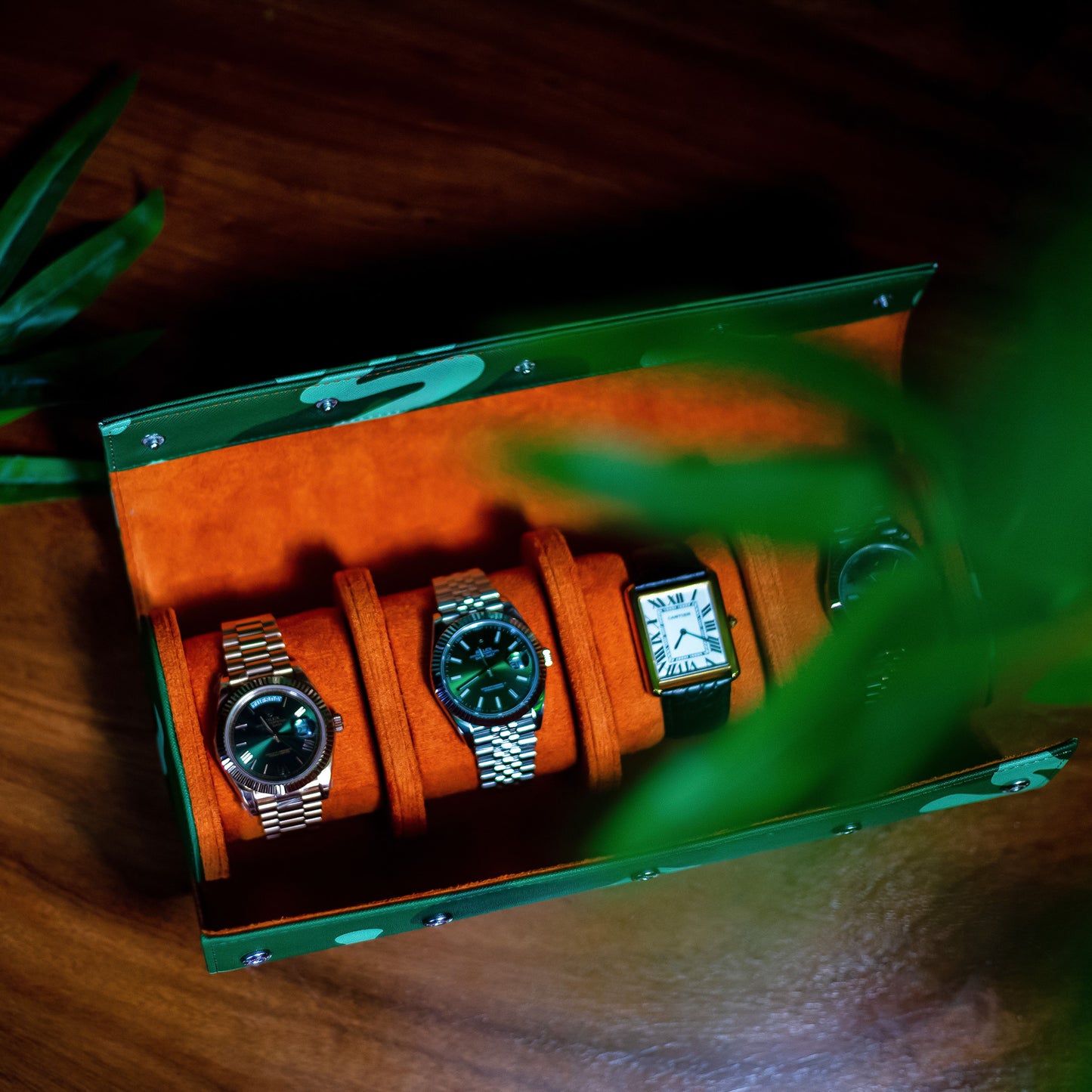 4 Slot Green Camo LWR Case - luxurywatchroll