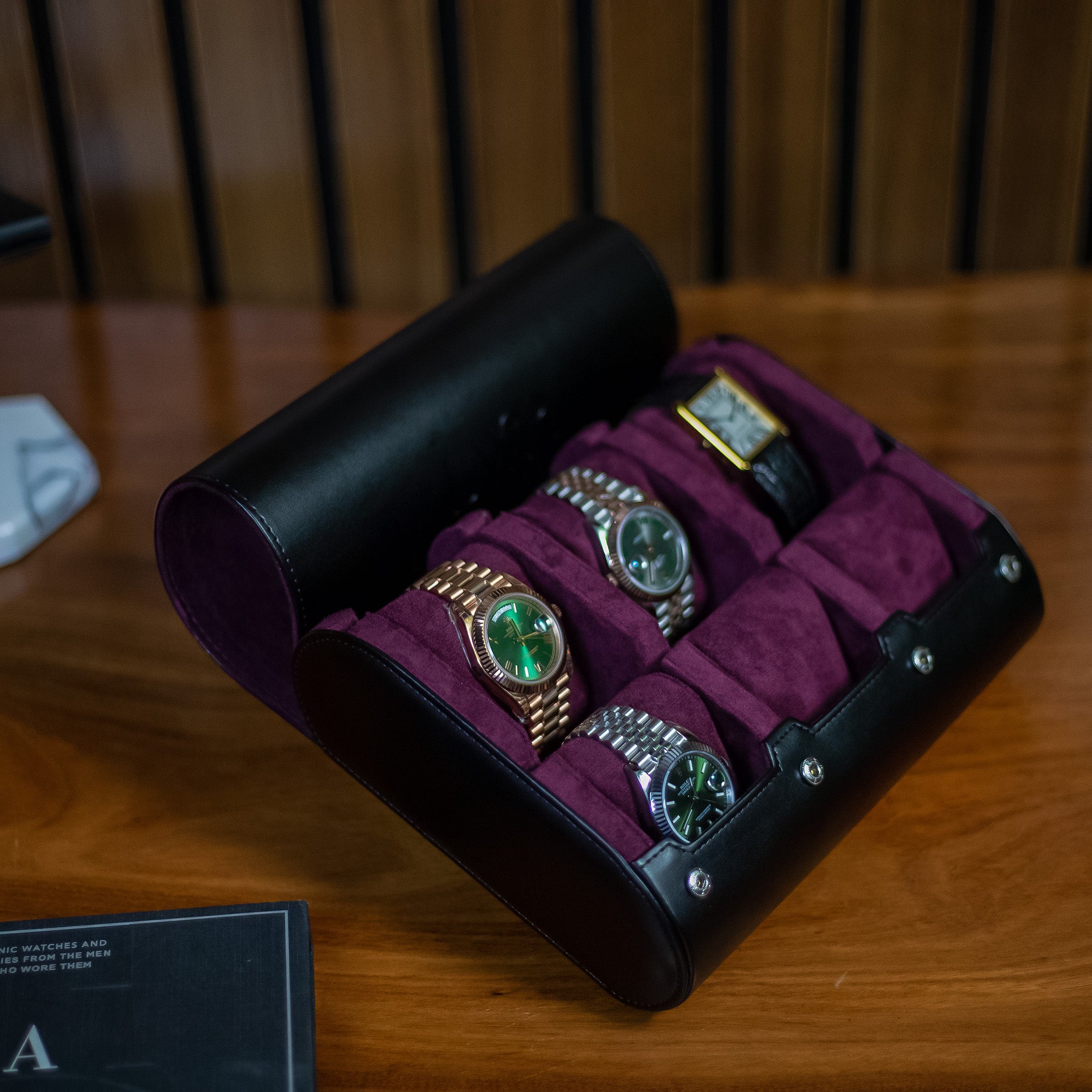 6 Slot Raven Black LWR Case - luxurywatchroll